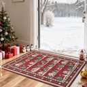 GarveeHome 2x3 Christmas Area Rugs Machine Washable Entryway Low Pile Non Slip Small Boho Rug Xmas Snowflake Decorative Stain Resistant for Bathroom Kitchen Red