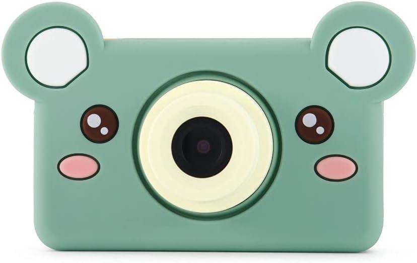 kiimento Kids Digital Camera & Video Camcorder, Soft BPA-Free Silicone Casing, 32GB Memory Card - Model C - Mikayo The Bear