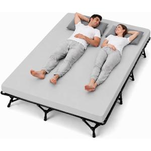 CYMULA Camping Cot Pad 2 Inch Memory Foam, Camping Pad for Folding Cot and Foldable Cot, Portable Roll Up Camp Gear for Car Camping Travel Tent, Non-Slip Waterproof Bottom, Removable Cover, Pad Only