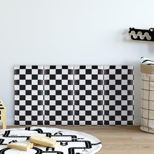 Hahafelt 4 Pack Wall Padding for Playroom Peel and Stick Headboard 3D Anti Collision Upholstered Wall Panels Self Adhesive Headboard Panel for Protection (Black White Checkered,Black White)