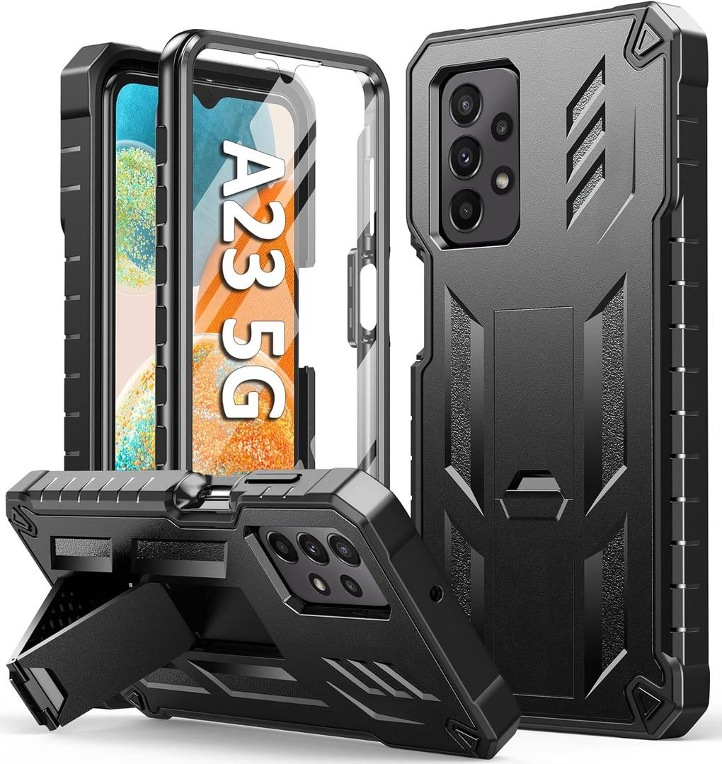 FNTCASE for Samsung Galaxy A23 5G Case: Heavy Duty Rugged Military Grade Shockproof TPU Full Protective Shell with Kickstand Durable A23 4G LTE Phonecase Cell Phone Cover