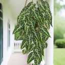 2 Packs UV Resistant Artificial Hanging Plants Outdoors & Indoors, 33" Large Fake Pothos Ivy Vines Plants Faux Monstera Hanging Greenery for Planter, Shelf, Window Box, Porch, Patio, Garden Decor