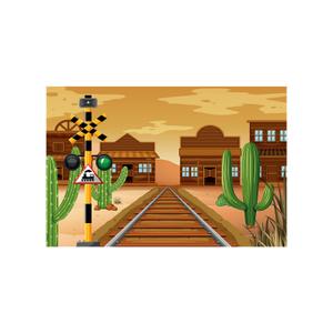 ZZBYSM 10X8FT Western Railroad Theme Photography Backdrop Desert Train Crossing Scene 150x90cm Party Background Banner BY367