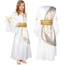 Geyoga Greek Toga Costume Grecian Roman Costume Gilrs Greek Toga Dress Party Dress Up, Size 10/11