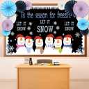 Snowman Classroom Bulletin Board Decorations Set Let It Snow Snowman Banner with Paper Fans Snowflake Class Backdrop DIY Photo Board for School Window Home Wall Party Decor
