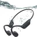 Swimming Headphones-Bone Conduction Headphones, IP68 Waterproof Built-in MP3 Player 32G Memory, Underwater Swimming Bluetooth V6.0 Headset, Wireless Open Earphones, for Running, Cycling (Black)