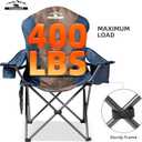 2 Pack Folding Camping Chairs Set of 2 for Adults High Back Padded Lawn Chairs Portable Outdoor Camp Chairs, 400lbs CapacityBlue & Brown, X-Large/2 PCS