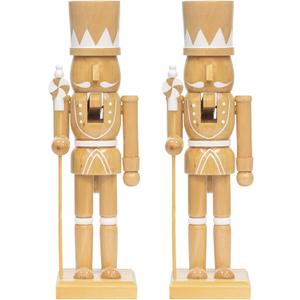 KI Store 2pcs Wooden Candle Holder Christmas Nutcracker Soldier Figurine Stand Holder for LED Flameless Taper Candlestick Christmas Decoration Display