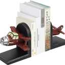 Airplane bookends Pilots Gifts,Airplane Decor Pilot Gifts for Men,Airplane Propeller Bookends Set for Aviation Lovers,Rustic Home Accessories Office Tudy Room Library Desktop Bookshelf