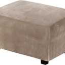H.VERSAILTEX Real Velvet Plush 1 Piece Form Fit Stretch Rectangle Folding Storage Covers Ottoman Slipcovers Removable Footstool Protect Footrest Covers Elastic Bottom, Machine Washable(X-Large, Taupe)