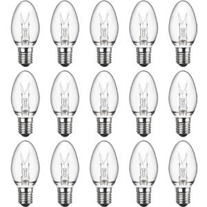 MEQIQTEK Salt Lamp Bulb - Scentsy Light Bulbs for Plug in Wax Warmer - 15 Watt Night Light Bulbs - E12 Bulbs for Household Salt Lamp - C7 Bulb Shape, 15packs