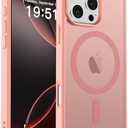 zapica Magnetic for iPhone 16 Pro Case, [Compatible with MagSafe] [Military Grade Drop Protection] Translucent Matte Shockproof Anti-Scratch Phone Case, Light Pink