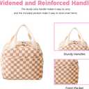 2 x Cute Corduroy Lunch Box for Women, Insulated Leakproof Cooler Lunch Tote Bags for Work Office Travel Picnic, Lightweight Reusable Lunch Bag (Coffee Checkered)