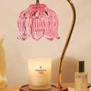 Funistree Pink Candle Warmer Lamp with Timer, Dimmable Candle Lamp Warmer, Birthday Gift Idea for Women, Mom Who Has Everything, House Warming for New Home, Lotus Wax Melt Warmer for Jar Candles