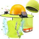 1 Sun Hard Hat Shade Full Brim with Solar Fans, Cooling Helmet Liner, Neck Sunshade Cover High Visibility Mesh with Reflective Strip Summer Protection Accessories