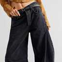 Allimy Womens High Waisted Barrel Horseshoe Baggy Jeans Trendy 2026 with Raw Hem Non Stretch
