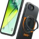 TORRAS 360 Magnetic Stand for iPhone 16e Case, [Fit for MagSafe] [Military-Grade Protection] Translucent Slim Case for iPhone 16e, Obsidian Black, Ostand O3 Fitness Series