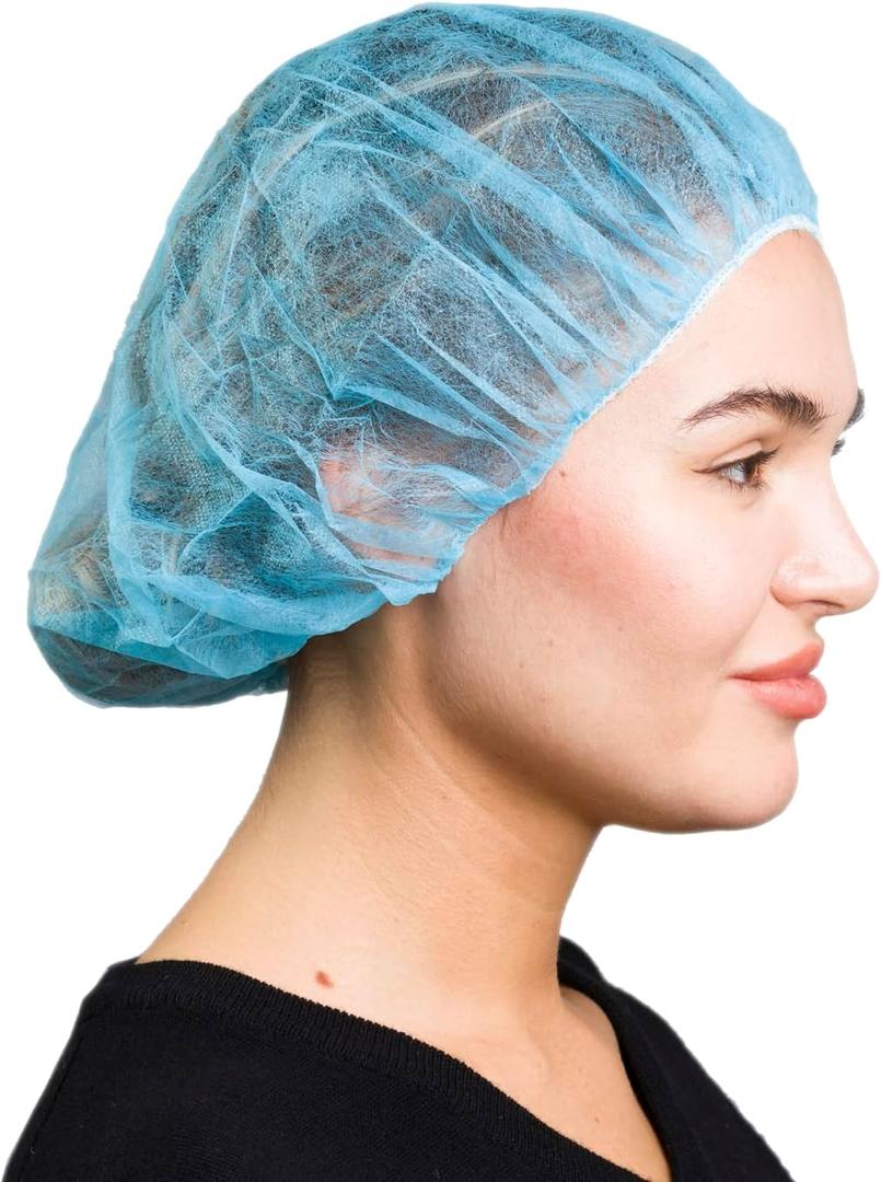 Unisex Polypropylene Bouffant Caps [100 | 1000 | BLACK | WHITE | BLUE | RED |ORANGE | GREEN | 21" | 24" | 28"] (Medium (21 Inch))