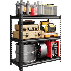 3-Tier Storage Shelves, 36"H x 36"W x 16"D, 2310 LBS Steel Garage Shelving Unit, Adjustable Industrial Rack, Matte Black Metal Standing Utility Shelf for Warehouse, Pantry, Basement, Kitchen, Workshop