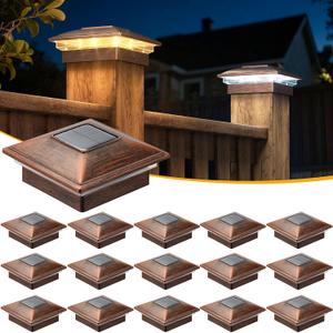 APONUO 16 Pack Fence Post Solar Lights, 2 Modes(Warm/Cool Light) Outdoor Waterproof 4x4 Post Solar Lights, Solar Powered Garden, Patio, Deck Decor for 4x4 Wood & Vinyl Posts, Copper