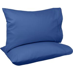Amazon Basics 400 Thread Count Cotton Pillow Cases, Standard, Set of 2, Navy, 30" L x 20" W