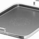 Cooker King 19 x 13 Inch Hybrid Honeycomb Stainless Steel Double Burner Griddle Pan, 3-Ply Nonstick Flat Top Grill Plate & Rectangular Roasting Pan, Metal Utensil Safe, Induction Ready, Oven-Safe