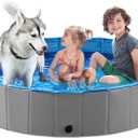 Jasonwell Foldable Dog Pet Bath Pool Collapsible Dog Pet Pool Bathing Tub Kiddie Pool Doggie Wading Pool for Puppy Small Medium Large Dogs Cats and Kids 55.1" Grey