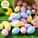 Beeveer 50 Pcs Plastic Easter Eggs Bulk for Easter Hunt 1.6 x 2.4 Inch Colorful Hanging Plastic Eggs for Basket Fillers Party Favor DIY Crafts Decoration(Lovely Color)