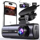 3 Channel 4K Dash Cam with 5GHz WiFi & APP Control, 4K/2.5K+1080P+1080P Front Inside and Rear, Triple Dash Camera with 64GB Card, G-Sensor, 24 Hours Parking Mode, Loop Recording, Night Vision