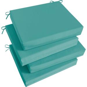 Basic Beyond Outdoor Chair Cushions Set of 4, Square Corner Outdoor Cushions for Patio Furniture, Water Resistant Patio Chair Cushions with 2 Ties, 18.5x16x3, Teal