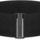 SANSTHS Women Wide Elastic Belts for Dresses Corset Waist Belts Ladies Cinch Belts Thick Stretchy Waistband, Black, Fit Waist Size 24-27 Inches