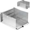 Stainless steel Bread Slicer for Homemade Bread, Bread Loaf Slicer,Bread Slicing Guide,Adjustable Width, Foldable Compact,for Bagels,Cakes,fruits,thickness 0.5",width Size: 5.5"-8.3" (Silver)