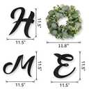 Pinkpum Wood Home Sign with Artificial Eucalyptus Wreath for O, Hanging Farmhouse Wall House Decor Wood Letters for Wall Art Rustic Home Decor, Wall Decor for Living Room Kitchen Entryway (Black)