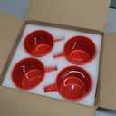 12 oz Stackable Coffee Mugs for Office Party, M101 Novelty Ceramic Cup for Boy Girl lover Women Men, Set of 4, Red