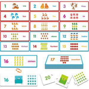 1-20 Number Puzzles, 20 Self-Correcting Matching Puzzle Set, Educational Counting Game Math Numbers Learning Toys for Toddlers, Preschool, Kids Aged 3-5