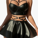 OYOANGLE Lingerie Set for Women Sexy Strappy 3 Piece Teddy Babydoll Lingerie Garter with Underwire Size XL