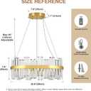 Modern LED Crystal Chandelier, 23" Dimmable Gold Chandelier Light Fixture, 3 Color Changing Pendant Light for Dining Room, Kitchen Island, Living Room, Foyer Crystal Light, 22.8 Inches , Up to 55 Inches