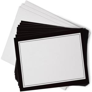 Blank Border Flat Note Cards with Envelopes - 40 Classic Flat Cards with Envelopes - Blank Simple Paneled Non Folding Cards For Business Professional & Formal Events (Black)