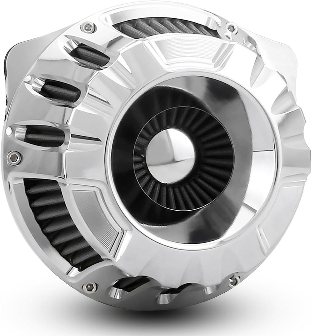 For Harley Air Cleaner Filter Touring Street Glide Road King Electra Tri Trike Dyna Sportster XL 883 1200 Softail Air Intake (Deep Style -Chromed, D-For M8 Touring/Softail 2018-UP)
