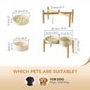 Havniva Ceramic 3.2 Cup Raised Slow Feeder Dog Bowl Set, Elevated 8.2inch Bowl and 9.5inch Slow Pet Food Dish with Wooden Stand for Large Dog (2 xLight Yellow+ Stand)
