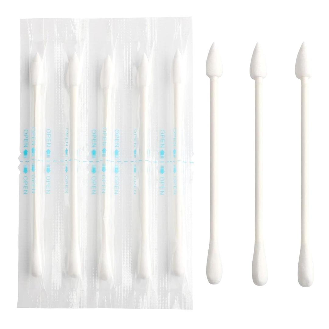 Olive Oil Makeup Remove Cotton Swabs - Individually Wrapped Double Tipped Paper Sticks, 100 Count (Round/Pointed End)