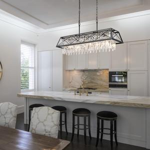 COCOSTAR 36" Black Crystal Chandeliers for Dining Room, 5-Light Modern Rectangle Chandelier, Linear Luxury Pendant Light Fixture for Kitchen Island Bar Living Room Bedroom E26 Base