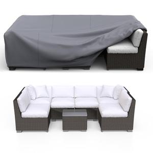 BROSYDA Patio Furniture Set Cover Waterproof, Heavy Duty Funiture Covers for Outdoor Sectional Sofa Set Wicker Rattan Table Chair Rectangular,90"L×62"W×28"H,Grey