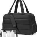 Gitus Carry On Duffle Gym Bag for Women Puffer Weekender Overnight Duffel Bag for Travel with Clear Toiletry Pouch Sport Yoga Fitness Essentials Gifts (Black)