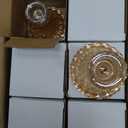 Glass Candlestick Holder,Striped Taper Candle Holders,Set of 6 Candle Stand for Table Centerpieces, Home Decor,Weddings,Festival and Parties (Amber Dimond Pattern)