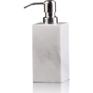 Hand Liquid&Lotion Soap Dispenser Pump Bottle Natural Marble for Kitchen Bathroom Countertop Laundry Room Holds Dish Soap Shampoo Laundry Liquid Shower Gel (Sir White)