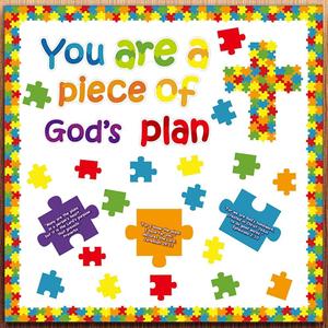 Christian Bulletin Board Piece of Gods Plan VBS 2025 Sunday School Decorations Kids Religious Bible Verse Vacation Classroom Cutouts for Christmas Bulletin Board Decorations