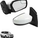Right Passenger Side Mirror Fit for Ford Escape 2017 2018 2019 with Manual Folding Power Glass Replace FO1321564 GJ5417682BB, Non Heated White Mirror Cover 3 pins