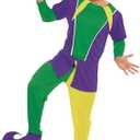 fun shack Adult Jester Costume Men, Mardi Gras Costume Men, Court Jester Costume Men, Jester Halloween Costume Men, L