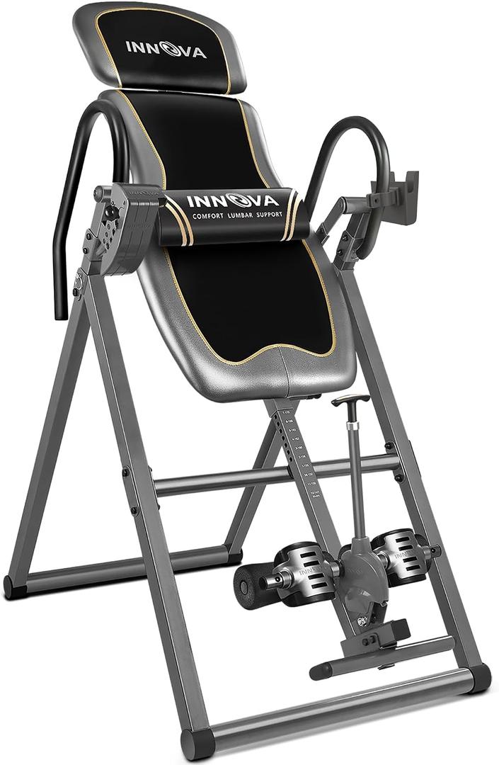 Innova Health and Fitness Inversion Table with Adjustable Headrest, Reversible Ankle Holders, and 300 lb Weight Capacity